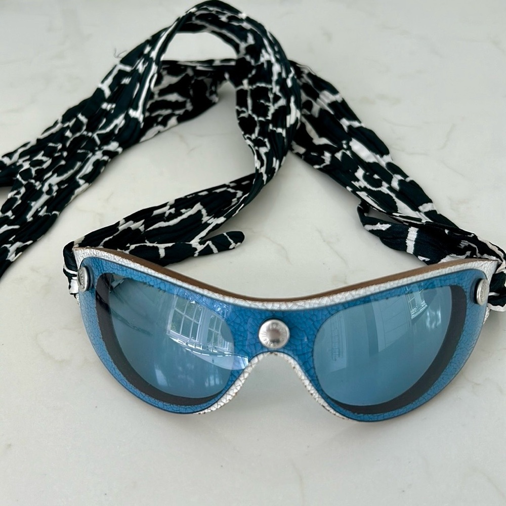 Roberto Cavalli Blue Shield Silk Scarf Wrap Sunglasses